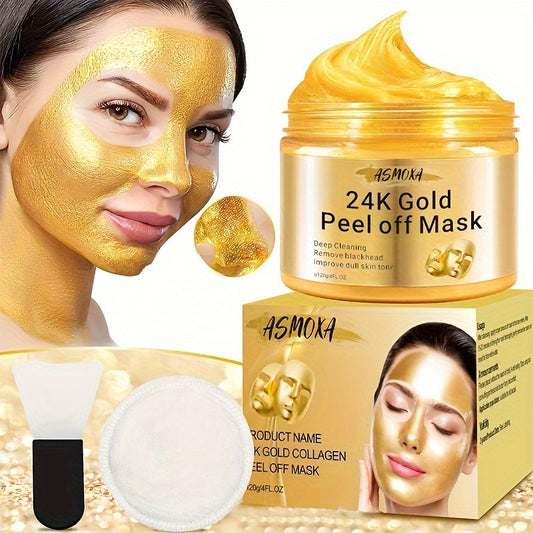 ✨ 4.23oz 24K Golden Tear-Off Mask 🪙✨ – Deep Cleansing 🧼, Pore Tightening 🔬, Radiant Skin 🌟 – Unisex Facial Skincare 🧴👩‍🦰👨