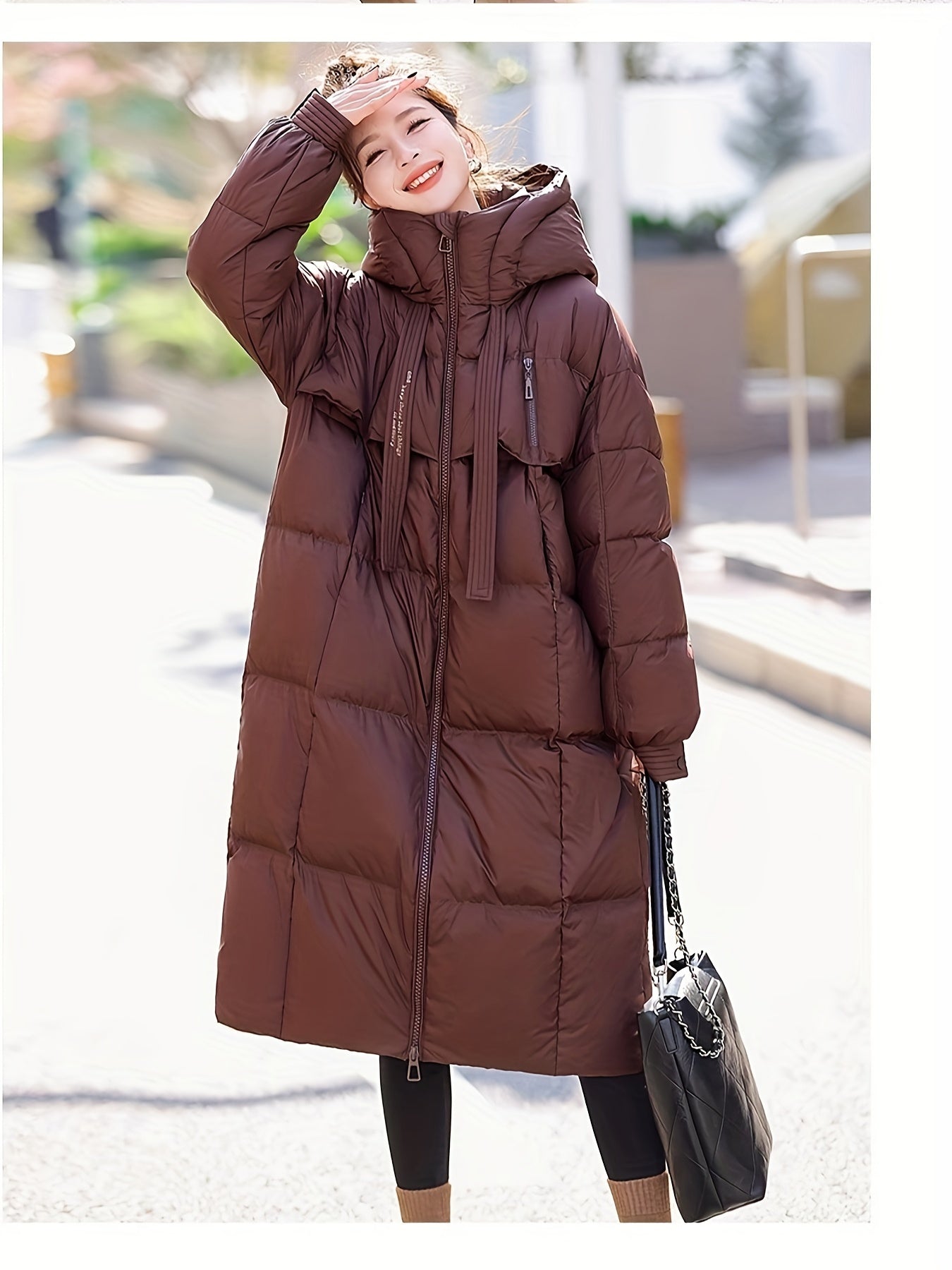 🧥❄️ Ultra-Warm Down Longline Puffy Coat for Women 🔥 Insulated Winter Jacket | 🔒 Zip-Up Hoodie | 👚 Casual Long Sleeves 🌬️ Soft & Lightweight | 💧 Water-Resistant Down Coat | ⛄ Perfect for Cold Weather