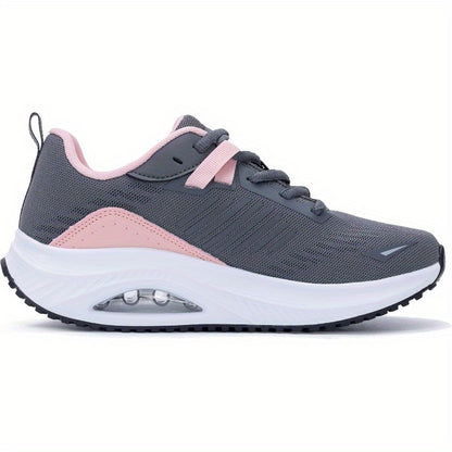 Women’s Arch Support Walking Shoes – Breathable Mesh Sneakers with Air Cushion, Thick Non-Slip Rubber Sole & Cushioned Heel for All-Season Foot Care (Pink)