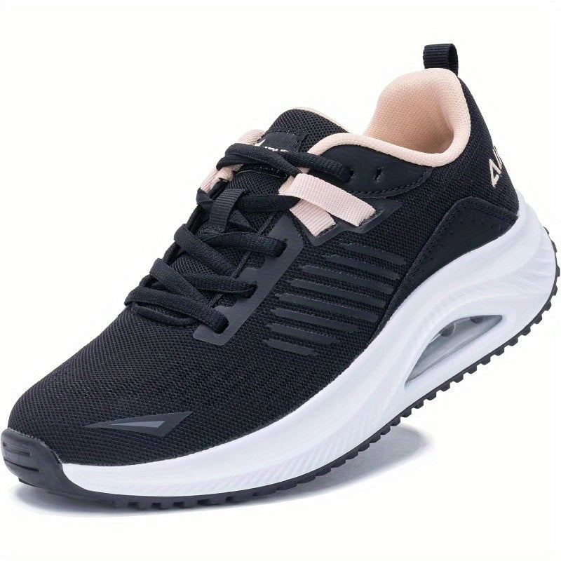 Women’s Arch Support Walking Shoes – Breathable Mesh Sneakers with Air Cushion, Thick Non-Slip Rubber Sole & Cushioned Heel for All-Season Foot Care (Pink)