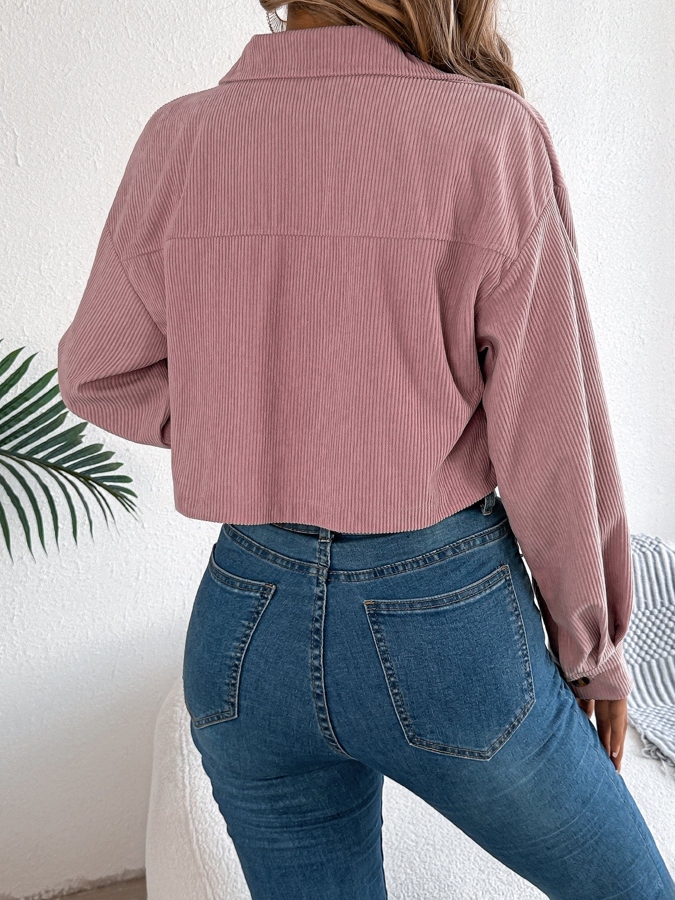 Casual Corduroy Short Jacket with Pockets