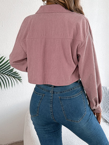 Casual Corduroy Short Jacket with Pockets