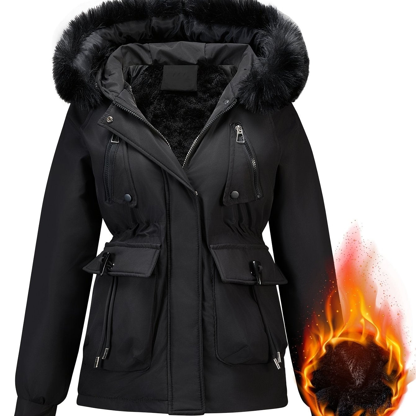 🧥❄️ New Thickened Large Down Feather Quilted Winter Jacket 🔥 Internal Fleece | 🧢 Casual Hood | 🐾 Detachable Faux Fur Hat 🔒 Front Zipper | 🤲 Warm Winter Pockets | ⛄ Cozy Cold-Weather Outerwear