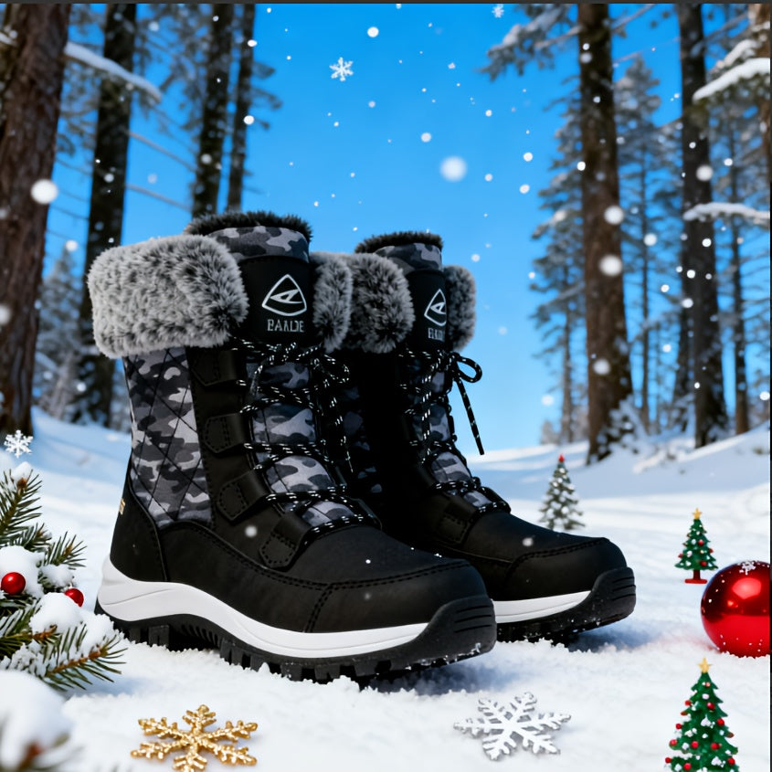 Women’s Winter Snow Boots – Non-Slip Rubber Sole, Cushioned Insole, Mid-Calf Waterproof Boots