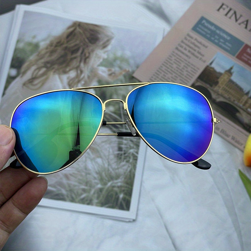 🕶️🌈 Retro Color Mirror Glasses – Unisex Metal Frame Eyewear ✨👓