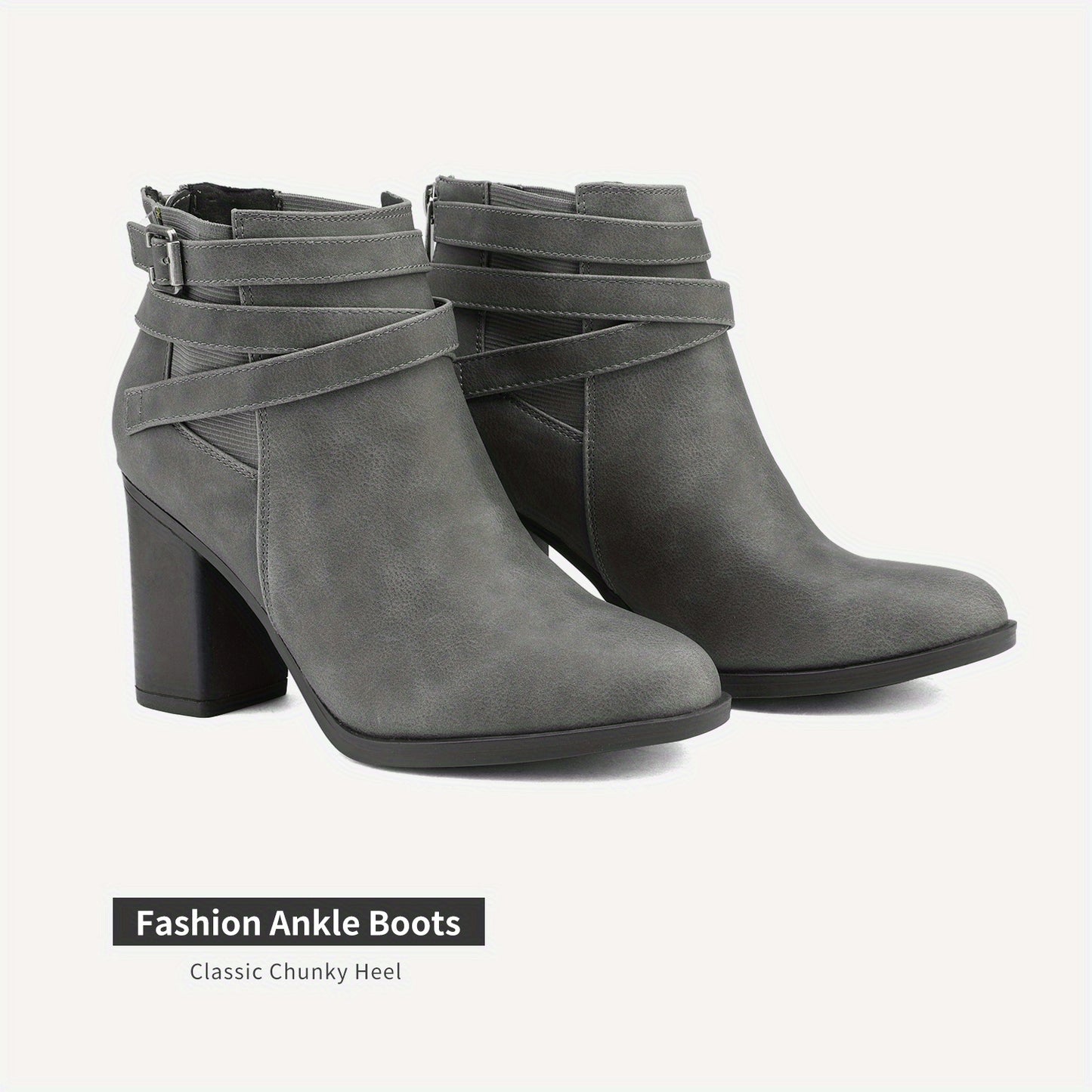 Dream Pairs Women’s Chunky High Heel Ankle Boots – Closed Toe Fall & Winter Heeled Booties  Si tu veux :