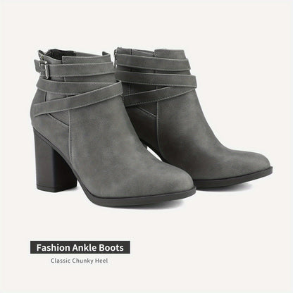 Dream Pairs Women’s Chunky High Heel Ankle Boots – Closed Toe Fall & Winter Heeled Booties  Si tu veux :