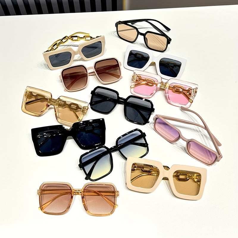 🕶️ 12pcs Unisex Fashion Sunglasses 😎 | Square Frame Style ✨ | Plastic Material 🔩 | Perfect for Daily Wear 🏫 | School & Casual Clothing Accessories 🛍️