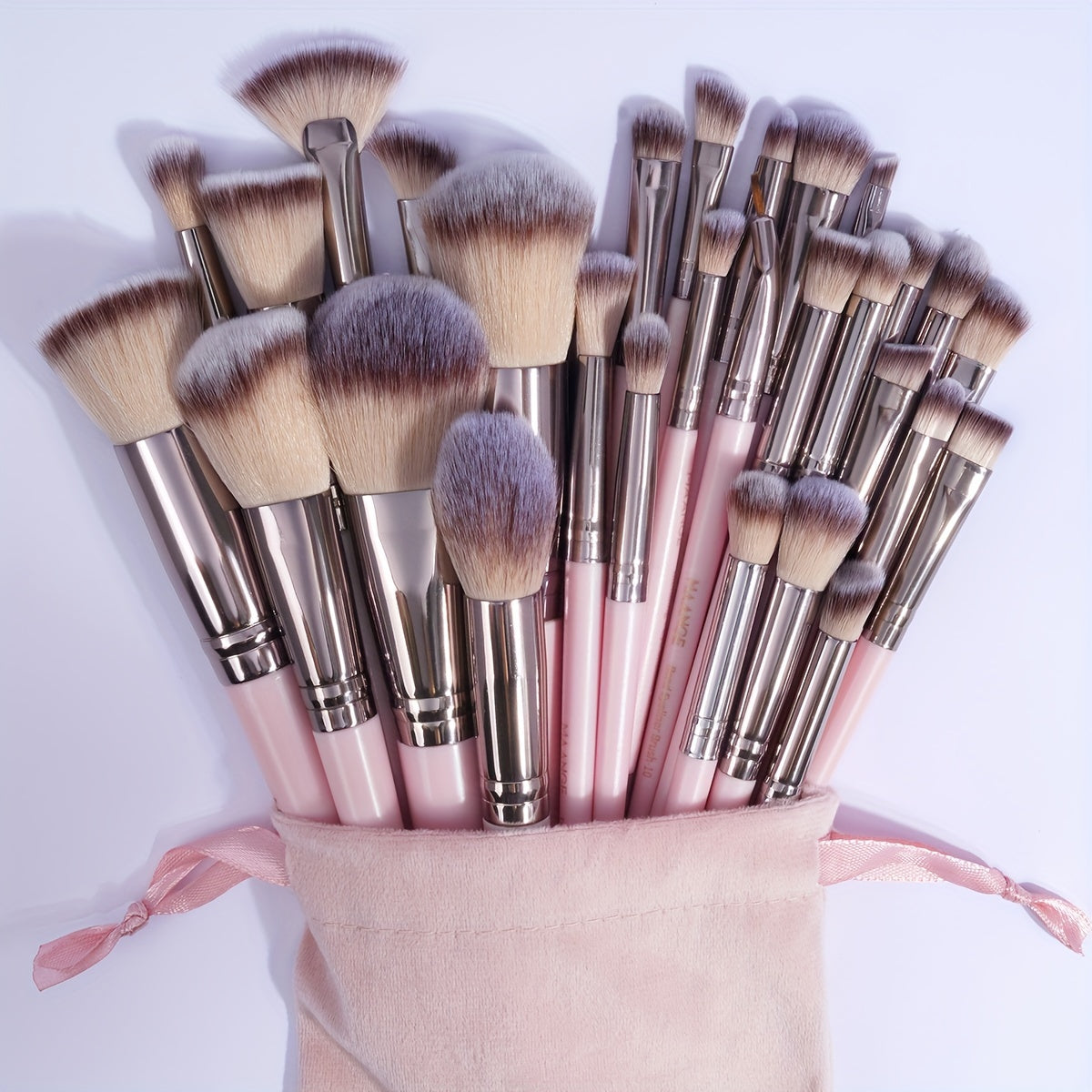 💄 30pcs Professional Makeup Brush Set 👜 Velvet Bag 🧽 Beauty Blender 🌸 Makeup Remover Puff 🌀 Cleaning Mat 🚿 Bathroom Bag 🪶 Soft to touch 🎨 Foundation & Eyeshadow Blending Brush Kit 👩 For Women 🎁 Mother’s Day Gift Set 💐