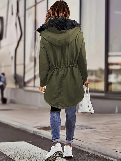 ✨ Thermal Long-Sleeve Parka Coat for Women – Water-Resistant, Ultra-Warm Winter Jacket with Faux Fur Hood & Drawstring Waist ❄️🔥 Perfect for Outdoor Adventures! 🌨️🏔️ ✨