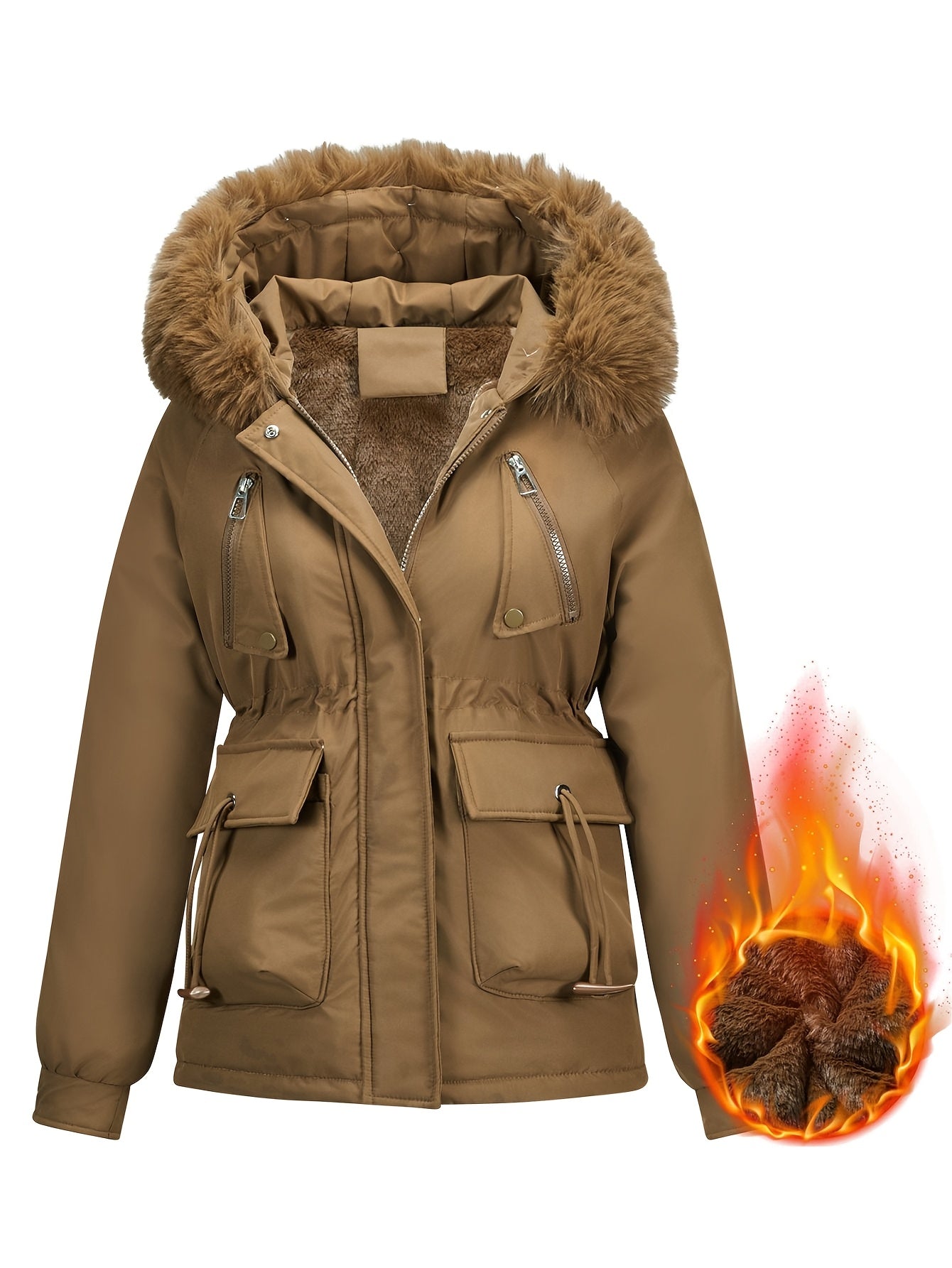 🧥❄️ New Thickened Large Down Feather Quilted Winter Jacket 🔥 Internal Fleece | 🧢 Casual Hood | 🐾 Detachable Faux Fur Hat 🔒 Front Zipper | 🤲 Warm Winter Pockets | ⛄ Cozy Cold-Weather Outerwear