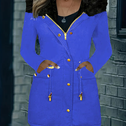 ✨ Thermal Long-Sleeve Parka Coat for Women – Water-Resistant, Ultra-Warm Winter Jacket with Faux Fur Hood & Drawstring Waist ❄️🔥 Perfect for Outdoor Adventures! 🌨️🏔️ ✨