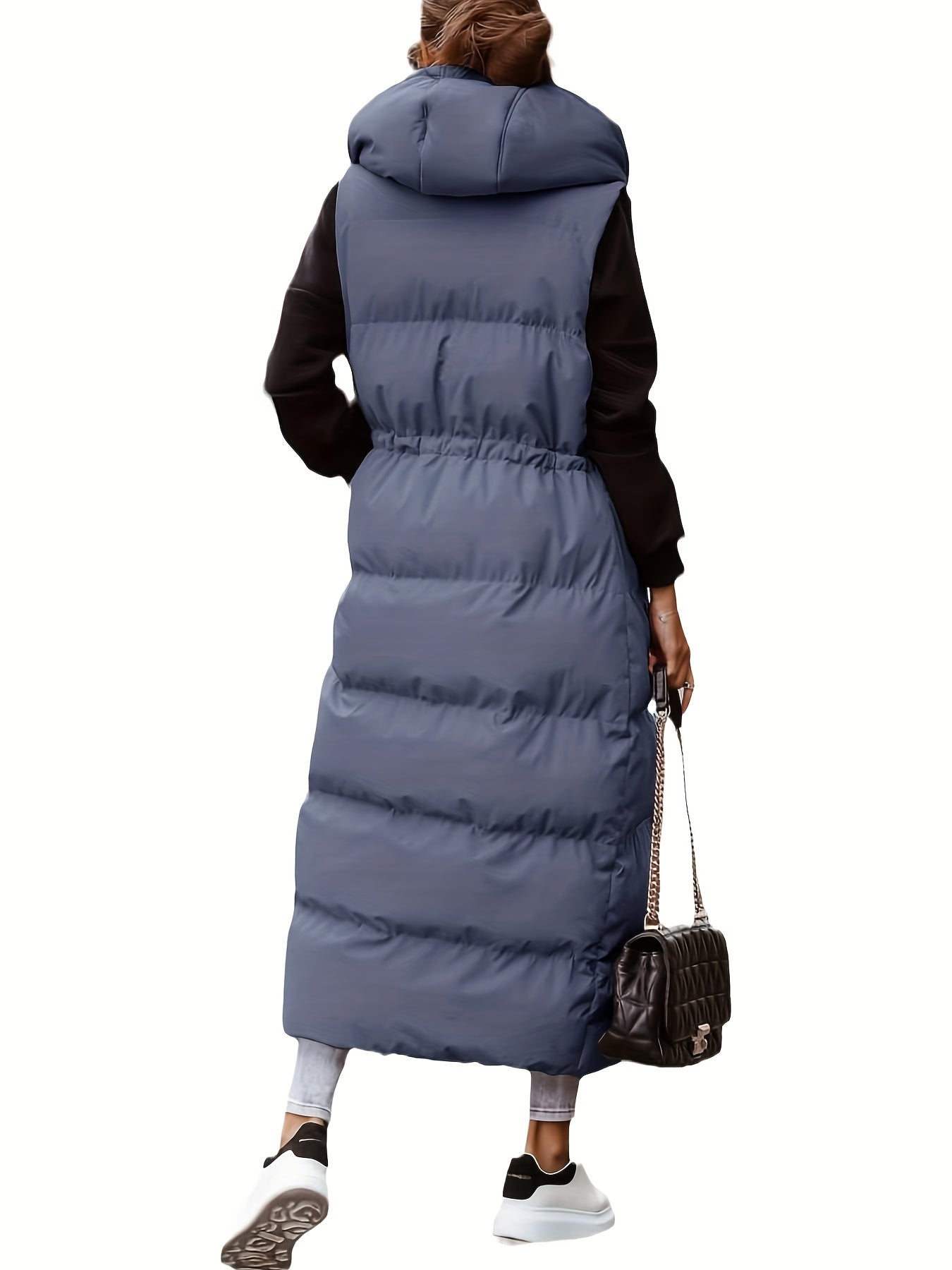 Women’s Long Quilted Hooded Maxi Puffer Vest