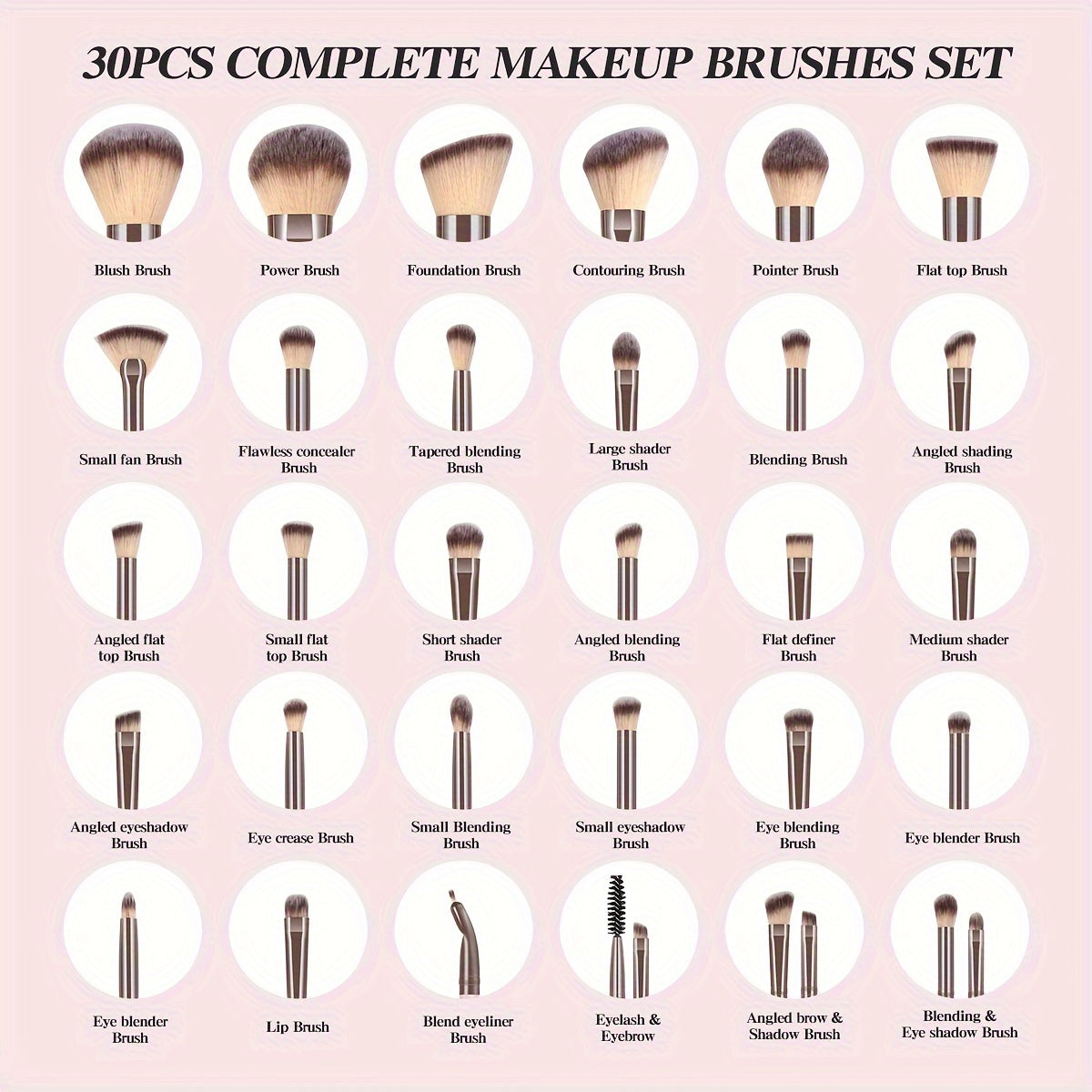 💄 30pcs Professional Makeup Brush Set 👜 Velvet Bag 🧽 Beauty Blender 🌸 Makeup Remover Puff 🌀 Cleaning Mat 🚿 Bathroom Bag 🪶 Soft to touch 🎨 Foundation & Eyeshadow Blending Brush Kit 👩 For Women 🎁 Mother’s Day Gift Set 💐