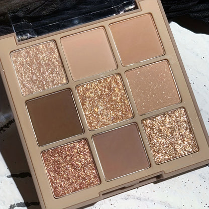 ✨ 9-Color Palette – Matte & Glitter 🤎 | Long-Lasting ⏳, Smoky Eyes 🔥