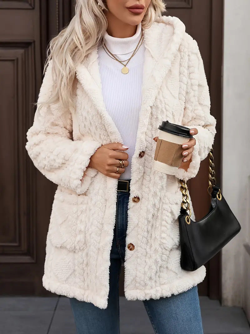 Women’s Elegant Warm Faux Fur Coat with Lapel Collar