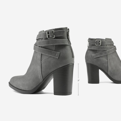 Dream Pairs Women’s Chunky High Heel Ankle Boots – Closed Toe Fall & Winter Heeled Booties  Si tu veux :