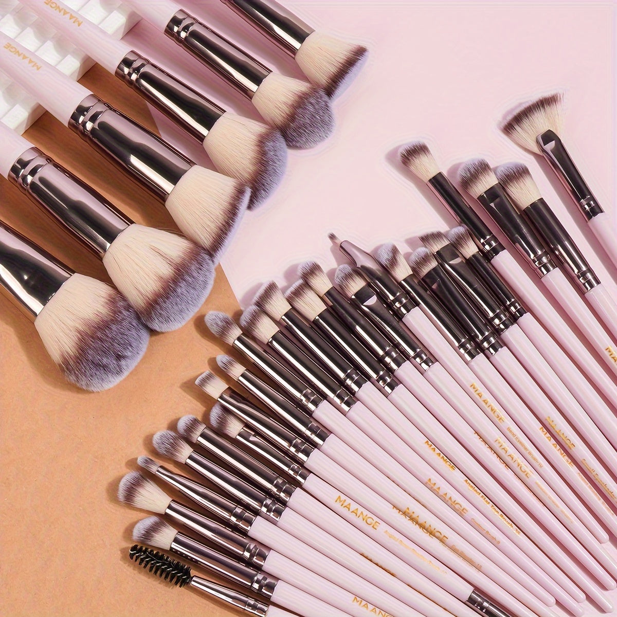 💄 30pcs Professional Makeup Brush Set 👜 Velvet Bag 🧽 Beauty Blender 🌸 Makeup Remover Puff 🌀 Cleaning Mat 🚿 Bathroom Bag 🪶 Soft to touch 🎨 Foundation & Eyeshadow Blending Brush Kit 👩 For Women 🎁 Mother’s Day Gift Set 💐