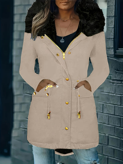 ✨ Thermal Long-Sleeve Parka Coat for Women – Water-Resistant, Ultra-Warm Winter Jacket with Faux Fur Hood & Drawstring Waist ❄️🔥 Perfect for Outdoor Adventures! 🌨️🏔️ ✨
