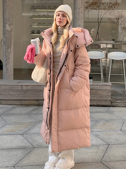✨ Women’s Heavy-Duty Thickened Winter Coat – Over-the-Knee Long Coat with Pockets 🧥❄️ Solid Beige/Black/White/Gray Options ✨ Machine-Washable Cold-Weather Outerwear for Everyday & Formal Wear 💖 Long Sleeve, Relaxed Fit, Non-Stretch Design ✨