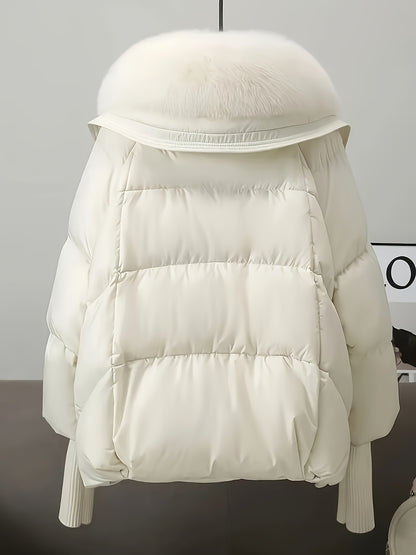 🧥❄️ Women’s Winter Thick Warm Padded Coat with Large Fur Collar 🔥 Tall Medium-Length Jacket | 🤍 Loose H-Line Silhouette | ⛄ Flattering Outerwear for Cold Weather 🌟 Full-Length Style for Petite Bodies | 🧵 Non-Stretch Fabric