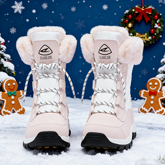 Women’s Winter Snow Boots – Non-Slip Rubber Sole, Cushioned Insole, Mid-Calf Waterproof Boots