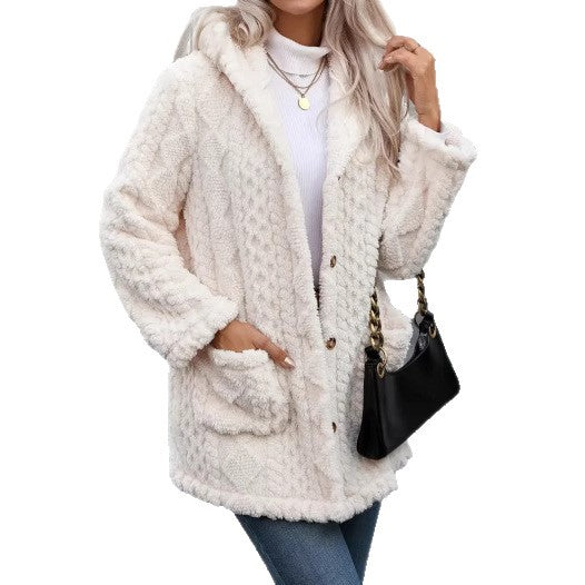 Women’s Elegant Warm Faux Fur Coat with Lapel Collar