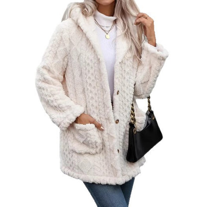 Women’s Elegant Warm Faux Fur Coat with Lapel Collar