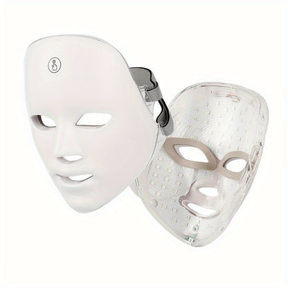 🌈 7-Color LED Facial Mask 🧴✨ – One-Button Operation 🔘, Adjustable Colors 🎨, Home Skincare Device 🏠💆‍♀️