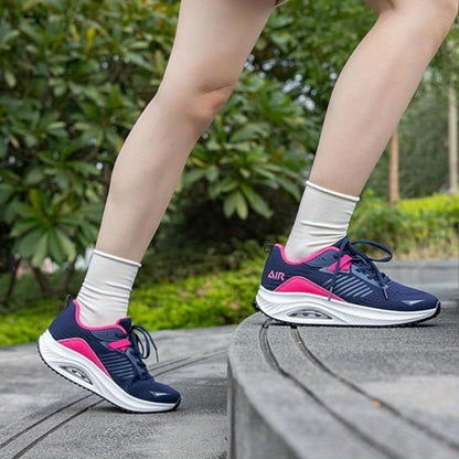 Women’s Arch Support Walking Shoes – Breathable Mesh Sneakers with Air Cushion, Thick Non-Slip Rubber Sole & Cushioned Heel for All-Season Foot Care (Pink)