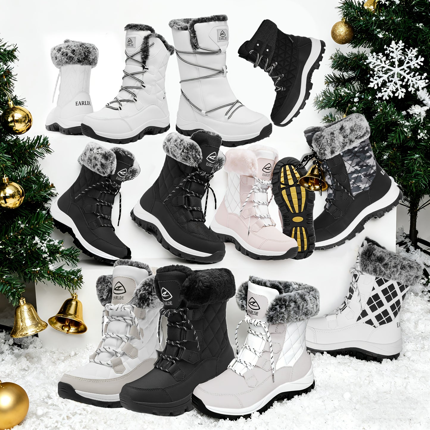 Women’s Winter Snow Boots – Non-Slip Rubber Sole, Cushioned Insole, Mid-Calf Waterproof Boots