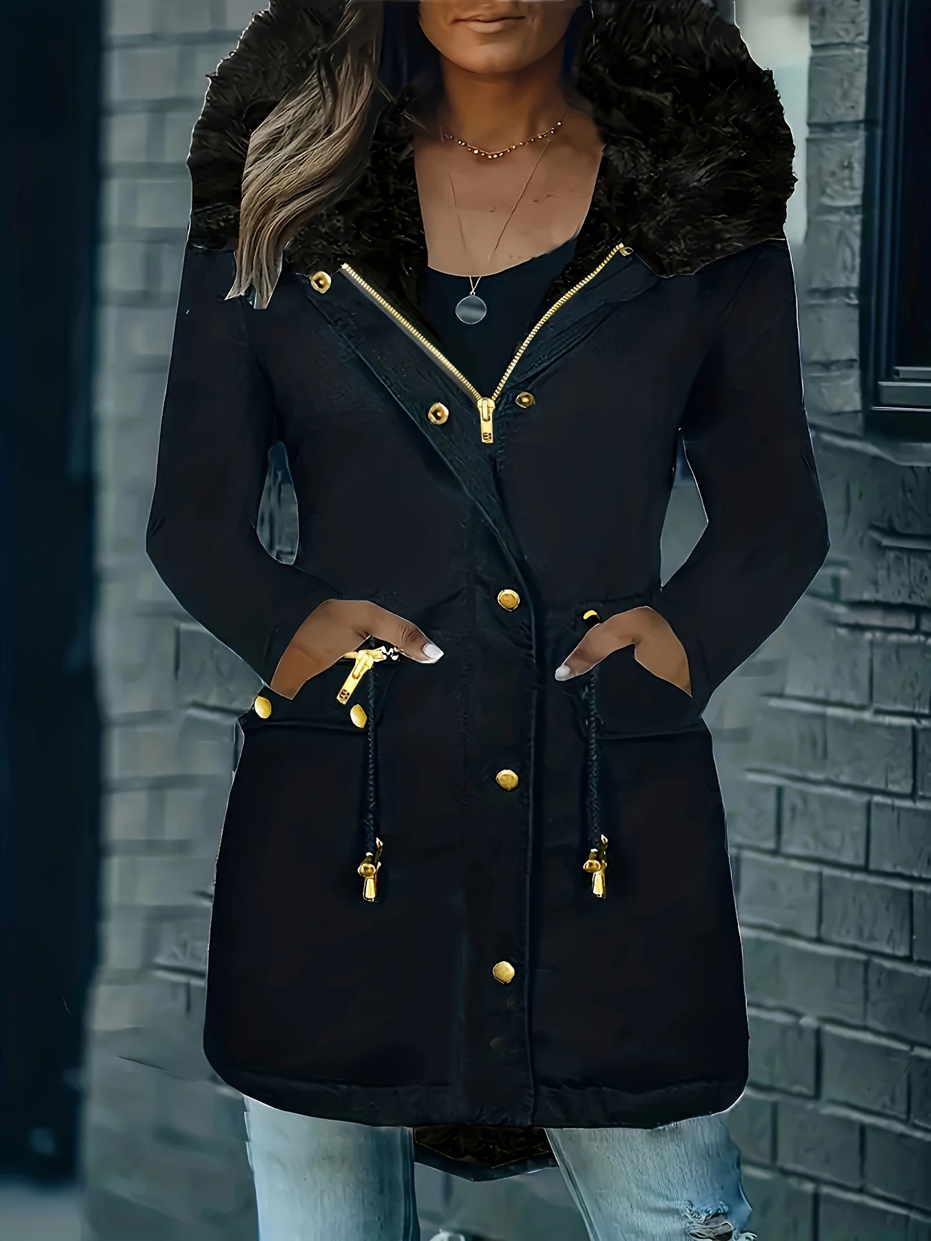 ✨ Thermal Long-Sleeve Parka Coat for Women – Water-Resistant, Ultra-Warm Winter Jacket with Faux Fur Hood & Drawstring Waist ❄️🔥 Perfect for Outdoor Adventures! 🌨️🏔️ ✨