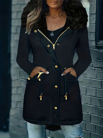 ✨ Thermal Long-Sleeve Parka Coat for Women – Water-Resistant, Ultra-Warm Winter Jacket with Faux Fur Hood & Drawstring Waist ❄️🔥 Perfect for Outdoor Adventures! 🌨️🏔️ ✨