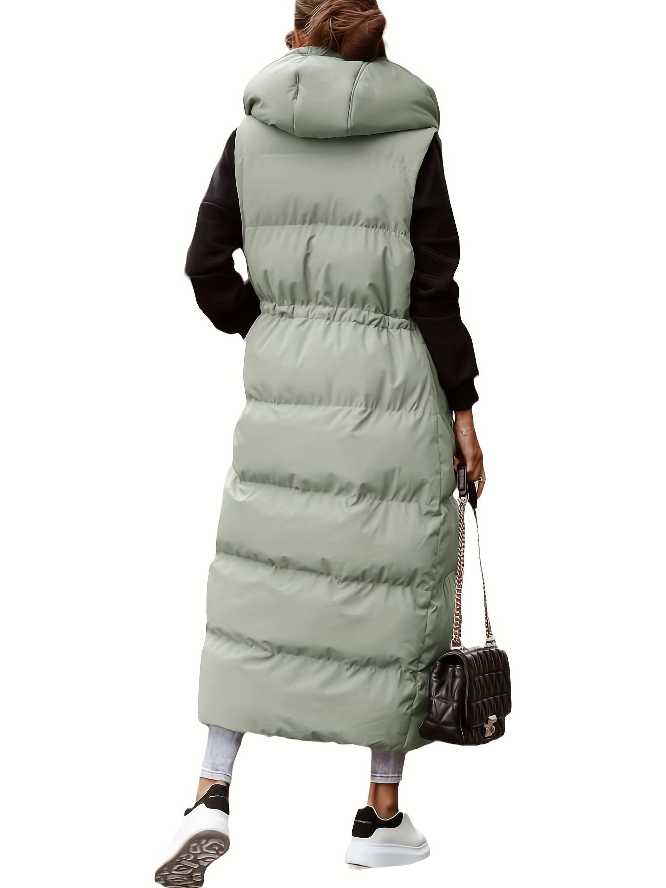 Women’s Long Quilted Hooded Maxi Puffer Vest