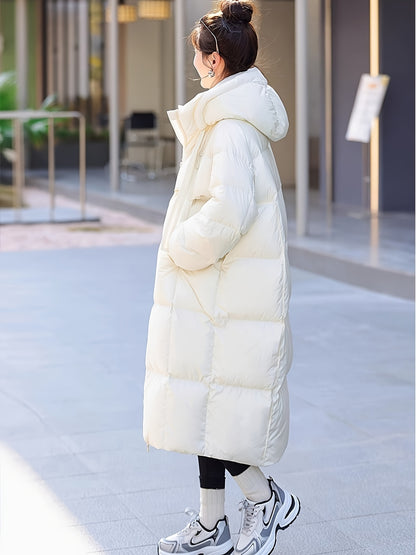 🧥❄️ Ultra-Warm Down Longline Puffy Coat for Women 🔥 Insulated Winter Jacket | 🔒 Zip-Up Hoodie | 👚 Casual Long Sleeves 🌬️ Soft & Lightweight | 💧 Water-Resistant Down Coat | ⛄ Perfect for Cold Weather
