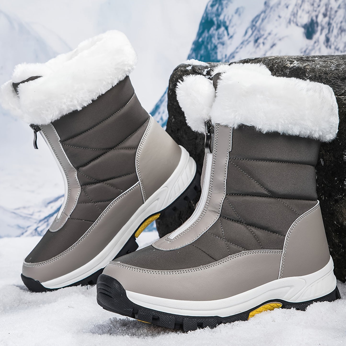 Men’s Winter Snow Boots – Warm Fleece-Lined Non-Slip Ankle Hiking Shoes
