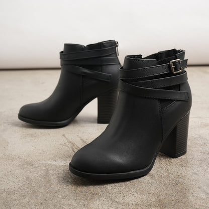 Dream Pairs Women’s Chunky High Heel Ankle Boots – Closed Toe Fall & Winter Heeled Booties  Si tu veux :
