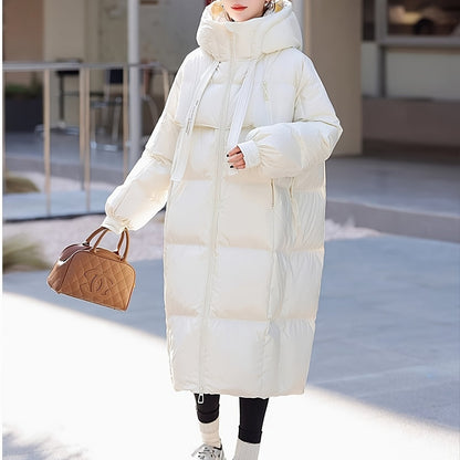 🧥❄️ Ultra-Warm Down Longline Puffy Coat for Women 🔥 Insulated Winter Jacket | 🔒 Zip-Up Hoodie | 👚 Casual Long Sleeves 🌬️ Soft & Lightweight | 💧 Water-Resistant Down Coat | ⛄ Perfect for Cold Weather