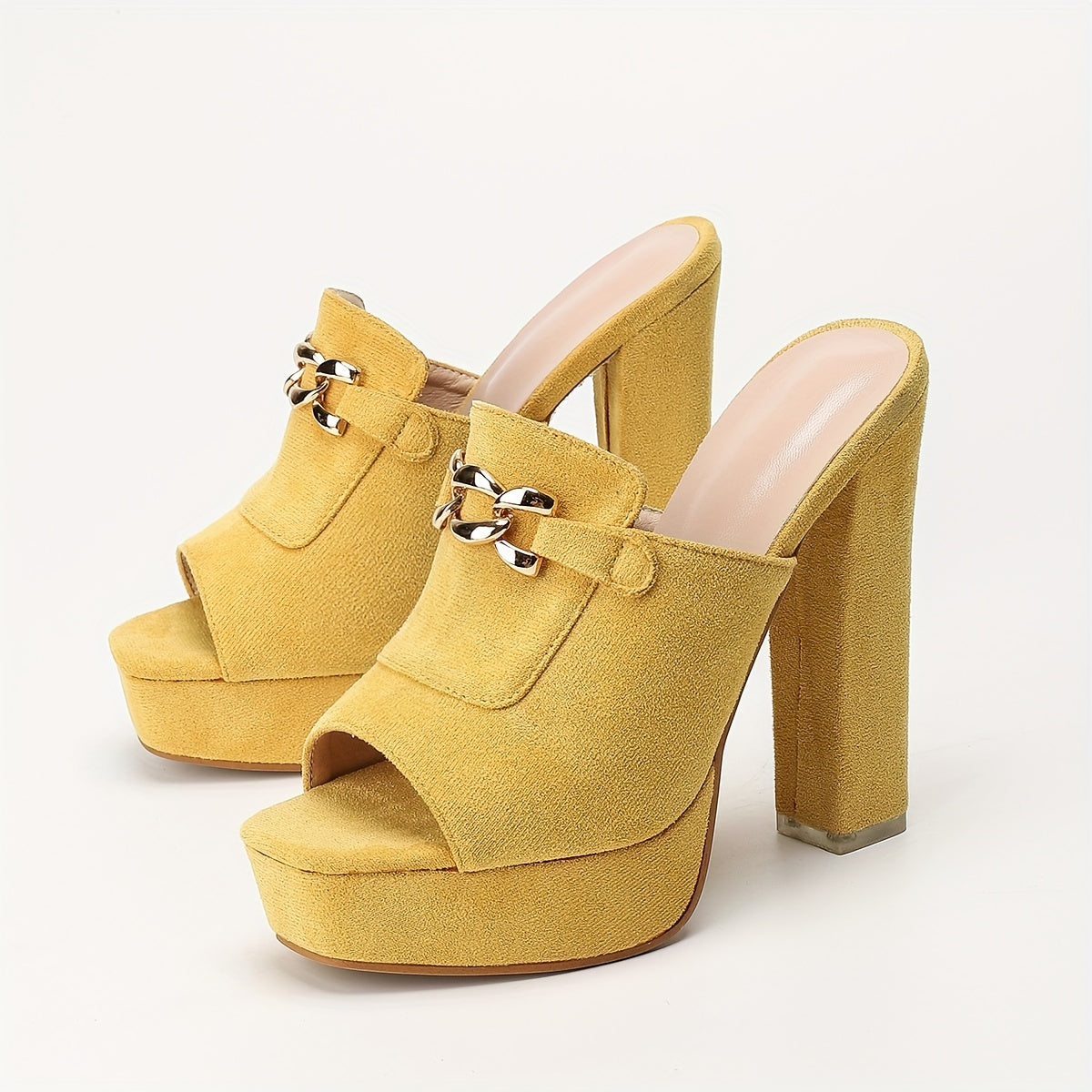 2025 Square-Toe Open-Toe High Heel Slippers for Women – Elegant Vintage Chunky Heel Slip-On Sandals