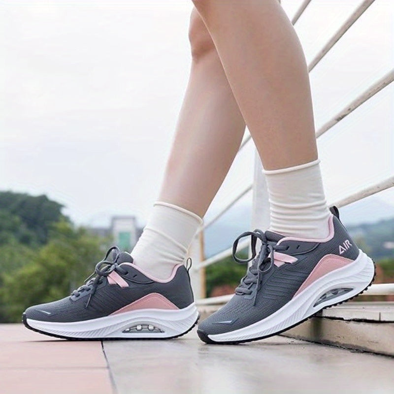 Women’s Arch Support Walking Shoes – Breathable Mesh Sneakers with Air Cushion, Thick Non-Slip Rubber Sole & Cushioned Heel for All-Season Foot Care (Pink)