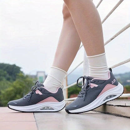 Women’s Arch Support Walking Shoes – Breathable Mesh Sneakers with Air Cushion, Thick Non-Slip Rubber Sole & Cushioned Heel for All-Season Foot Care (Pink)