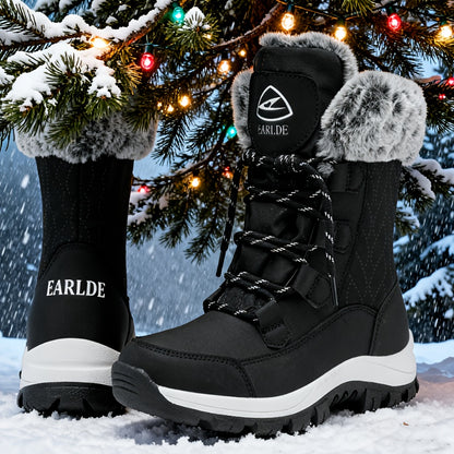 Women’s Winter Snow Boots – Non-Slip Rubber Sole, Cushioned Insole, Mid-Calf Waterproof Boots