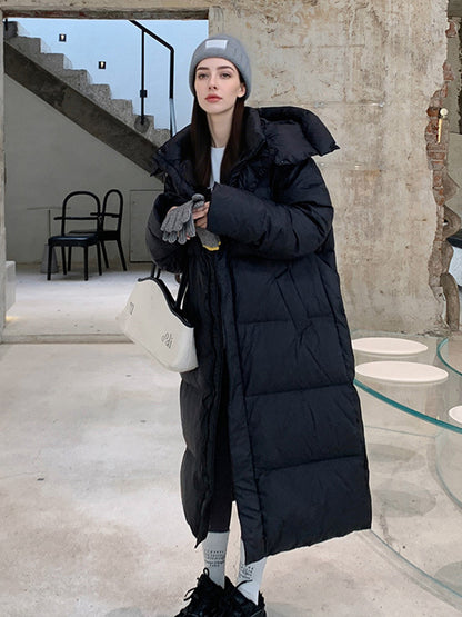 ✨ Women’s Heavy-Duty Thickened Winter Coat – Over-the-Knee Long Coat with Pockets 🧥❄️ Solid Beige/Black/White/Gray Options ✨ Machine-Washable Cold-Weather Outerwear for Everyday & Formal Wear 💖 Long Sleeve, Relaxed Fit, Non-Stretch Design ✨