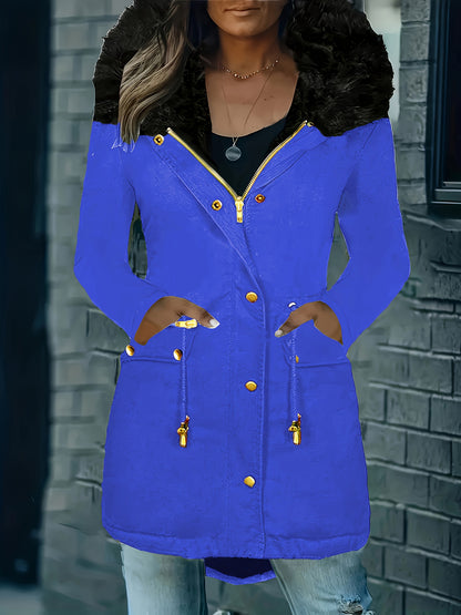✨ Thermal Long-Sleeve Parka Coat for Women – Water-Resistant, Ultra-Warm Winter Jacket with Faux Fur Hood & Drawstring Waist ❄️🔥 Perfect for Outdoor Adventures! 🌨️🏔️ ✨