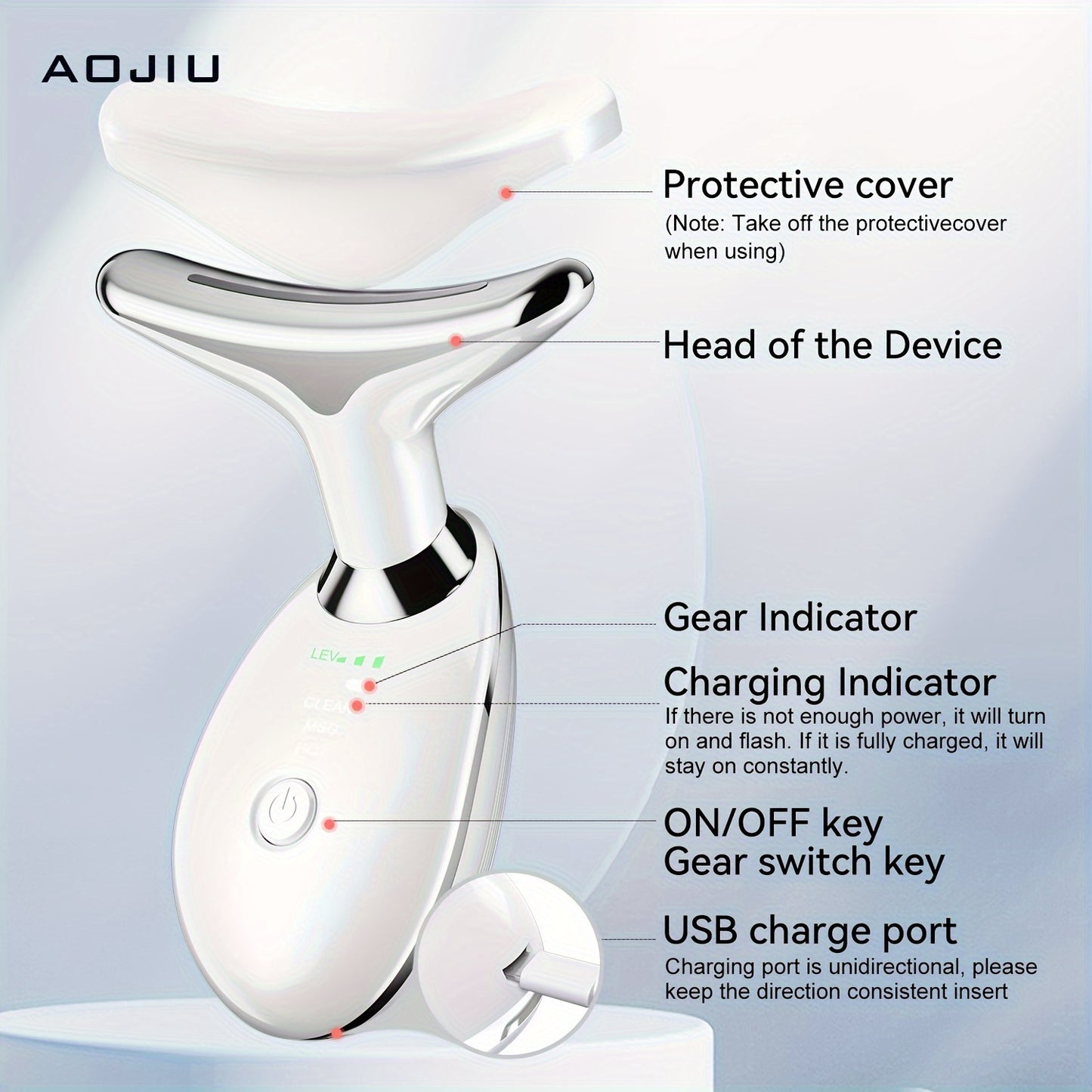 🏠 AOJIU Home Face & Neck Massage Tool 💆‍♀️ Face Massager 🔄 Three Modes 🔥 Heating Mode 🌸 Skin Care 💖 Facial Device 👜 Portable Beauty Instrument 🎁 Girl Gift 🛁 Home Spa Massager ✨
