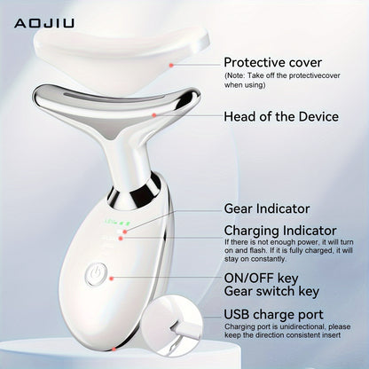 🏠 AOJIU Home Face & Neck Massage Tool 💆‍♀️ Face Massager 🔄 Three Modes 🔥 Heating Mode 🌸 Skin Care 💖 Facial Device 👜 Portable Beauty Instrument 🎁 Girl Gift 🛁 Home Spa Massager ✨