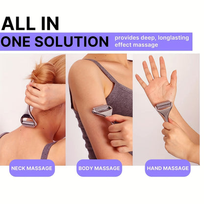🪞 Stainless Steel Facial Massage Roller & Gua Sha Tool Set 💆‍♀️ Massager for Face & Body 🌸 Beauty SPA Care Tools 🎯 Acupressure Massager 💪 Deep Tissue Massage Tool for Hand ✋ Foot 🦶 Neck 🦴 Arms 💪