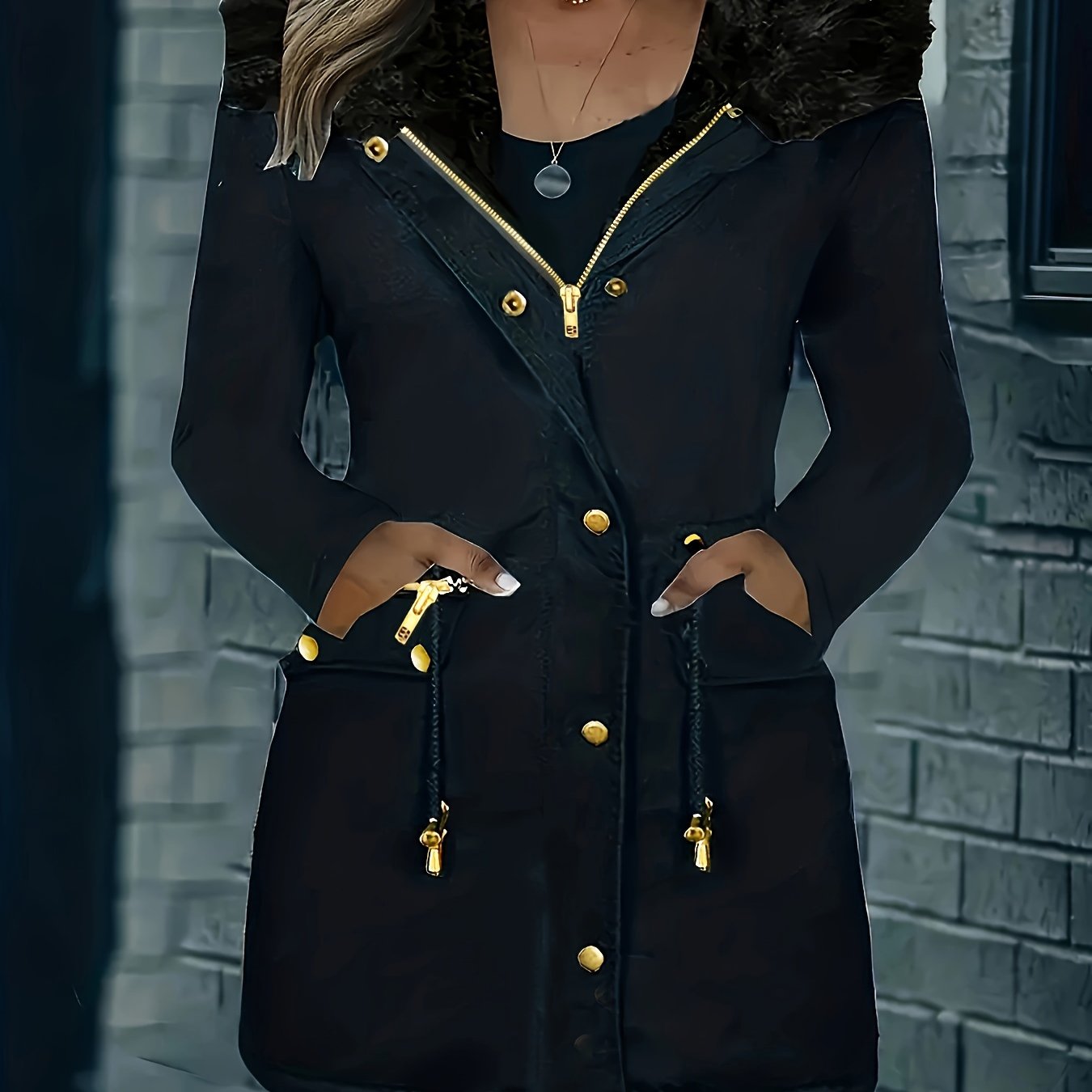 ✨ Thermal Long-Sleeve Parka Coat for Women – Water-Resistant, Ultra-Warm Winter Jacket with Faux Fur Hood & Drawstring Waist ❄️🔥 Perfect for Outdoor Adventures! 🌨️🏔️ ✨