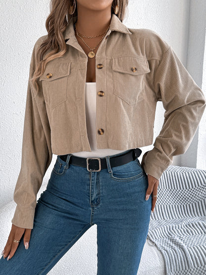 Casual Corduroy Short Jacket with Pockets