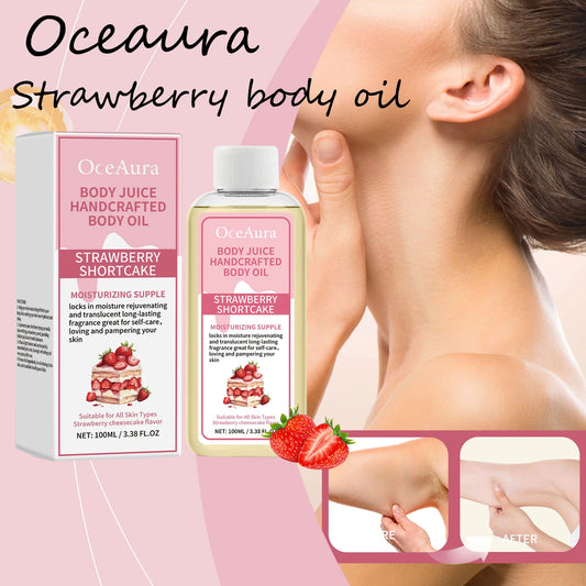 Oceaura Strawberry Skin Care Oil 🍓✨ | Massage Body Oil 💆‍♀️ | Quick Absorption ⚡ | Stress Relief & Relaxation 🌿😌 | Gentle & Nourishing 💧 | Fresh Fruit Scent 🌸🍓